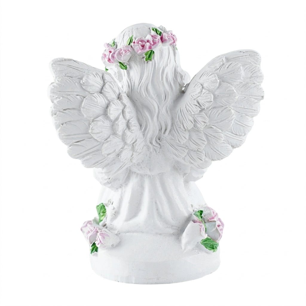 Brizoria Guardian Angel Statue Angels Figurines with Pink Roses Resin Angel Decor Memorial Sympathy Angel Gifts for Women Mom Grandma Angel Decorations for Home Statue Decor